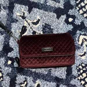 NWT Vera Bradley Maroon Velvet Wristlet